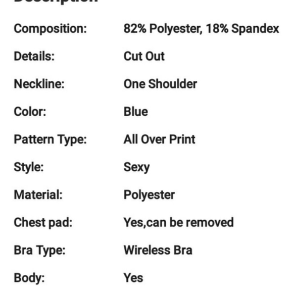 NEW BLUE ONE PIECE CUT OUT BATHING SUIT SZ LG - Picture 5 of 6